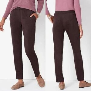 J. Jill Wearever Faux Suede Pants Size LP Rum Raisin NWPT